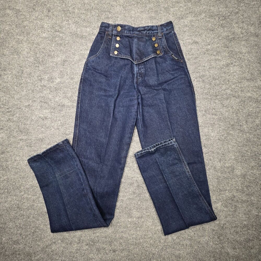 Rockies Vintage Jeans Women 27/5 Sailor Button High Waist Wrap Front Western 80s